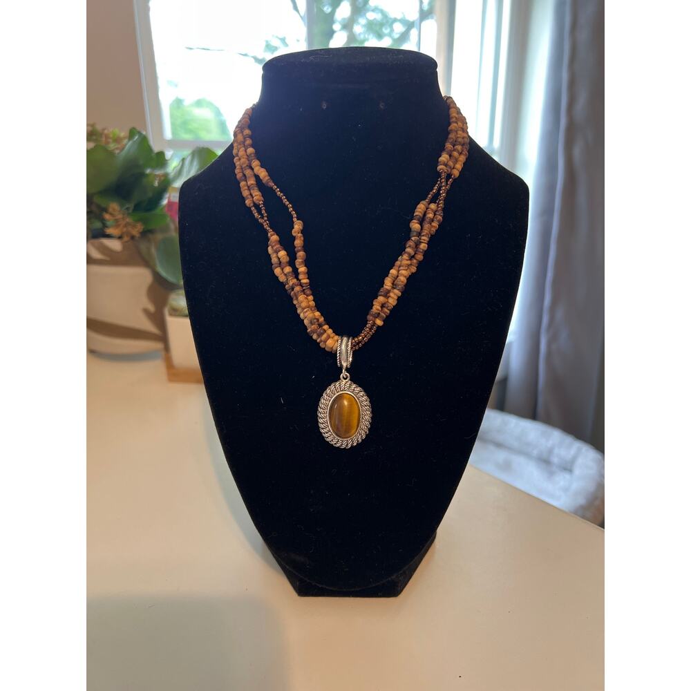 Vintage Avon Tiger’s Eye Pendant Necklace